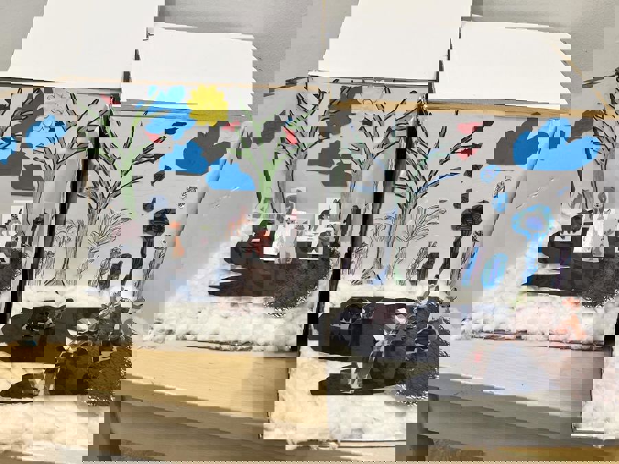 et par malerier på en vegg